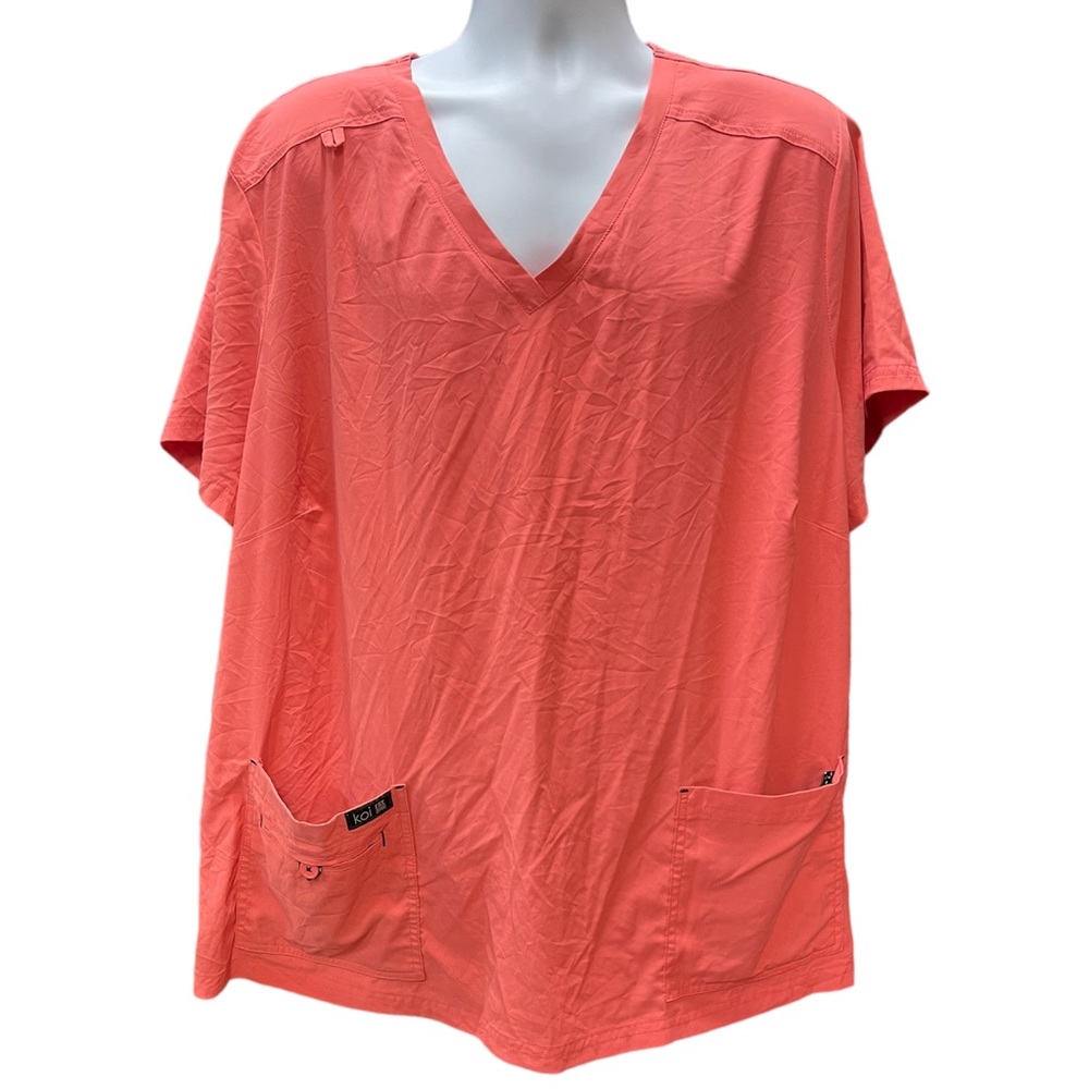 KOI Basic Scrub Top Women’s Size 4X Coral Peach